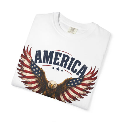America Strong Eagle T-Shirt — Patriotic Bald Eagle Graphic Tee (4th of July, Veterans Day)