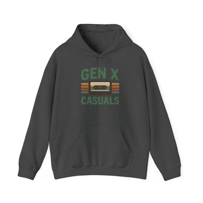 Gen X Casuals Hoodie — Retro Cassette Vintage Sweatshirt for '90s Nostalgia