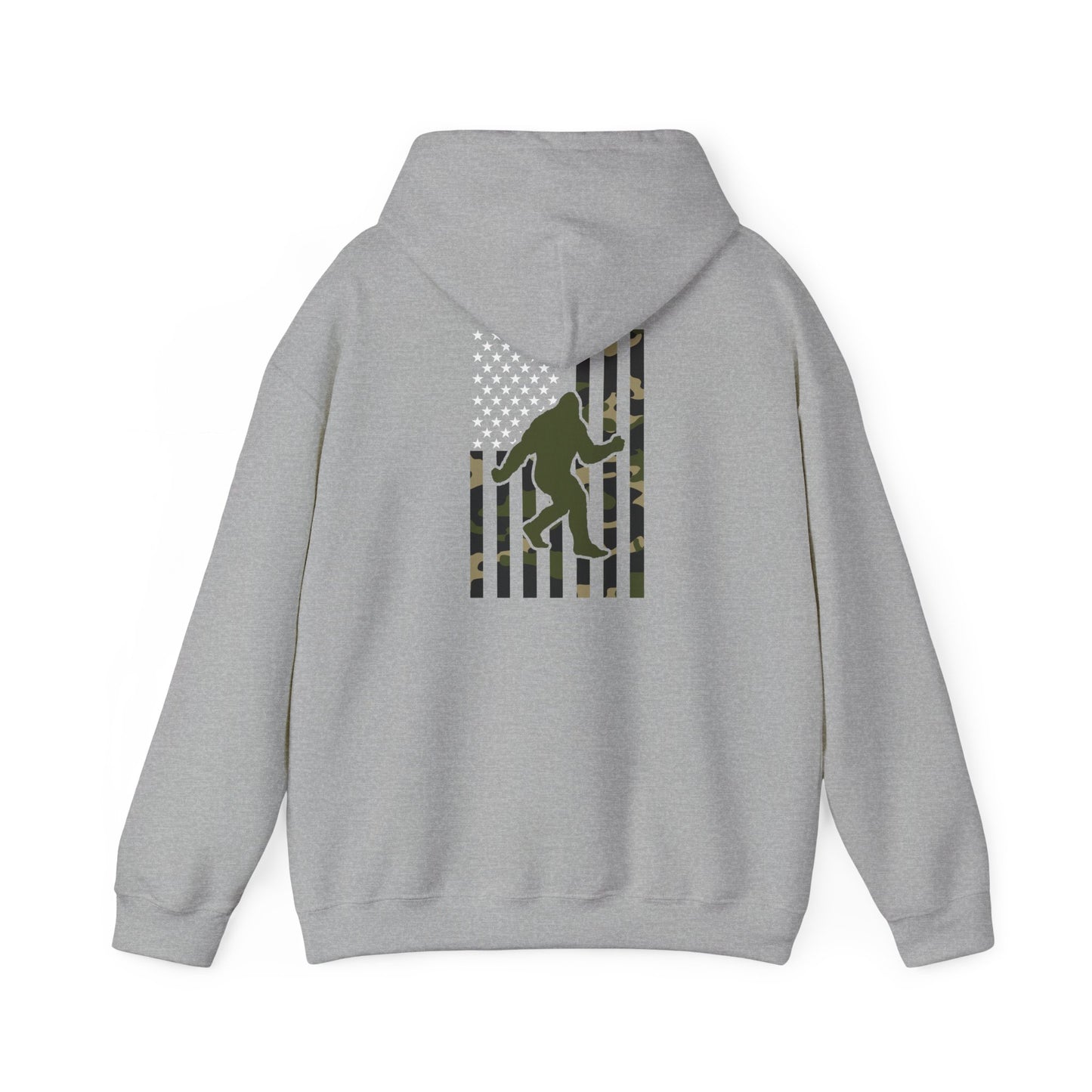 Bigfoot Camo Flag Hoodie – Sasquatch Hunting Outdoor Pullover