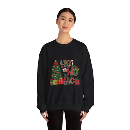 Ho Ho Ho Christmas Sweatshirt – Festive Tree & Gifts Holiday Crewneck