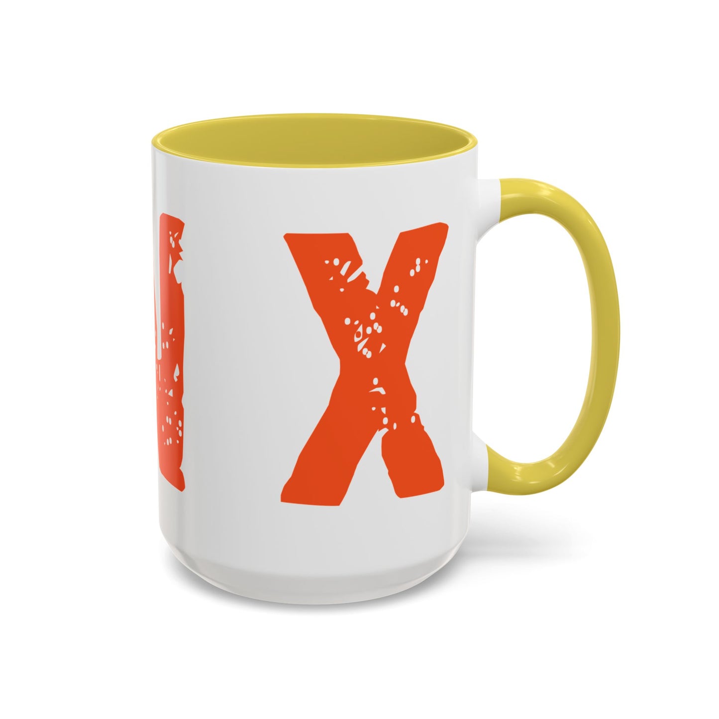 Mug — Bold Distressed Orange Text Coffee Cup (11oz/15oz)