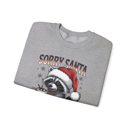 Raccoon Christmas Sweatshirt - "Sorry Santa I've Been Feral" Holiday Crewneck