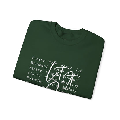 Crewneck Sweatshirt — Cozy Holiday Words “Oh Joy” Typography Design
