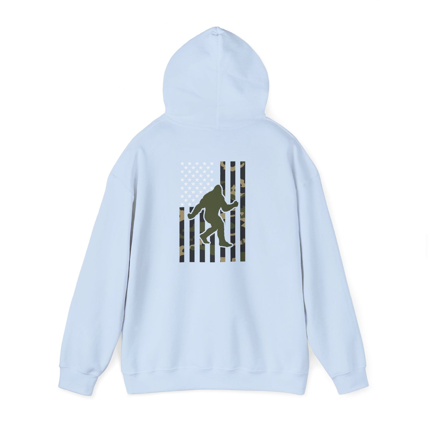 Bigfoot Camo Flag Hoodie – Sasquatch Hunting Outdoor Pullover
