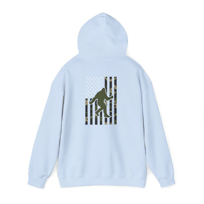 Bigfoot Camo Flag Hoodie – Sasquatch Hunting Outdoor Pullover