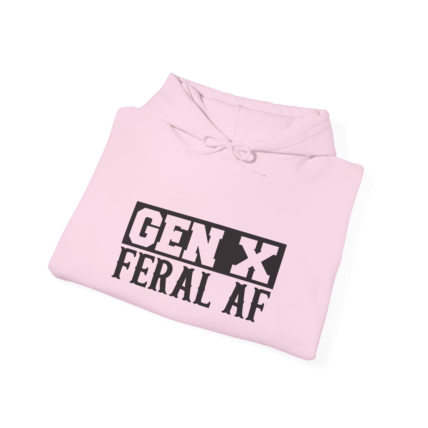 Gen X Feral AF Hoodie — Retro Stencil Graphic Sweatshirt