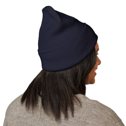 Embroidered Cross Cuffed Beanie — Minimal Faith Knit Hat