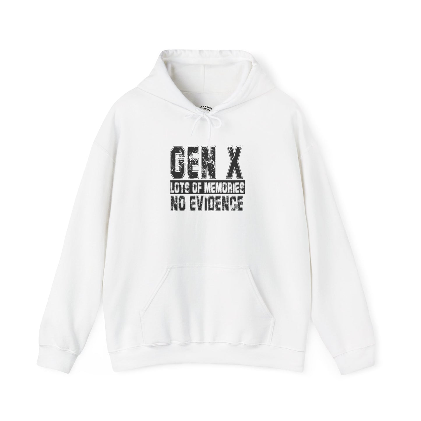 Gen X Hoodie — "Gen X: Lots of Memories, No Evidence" Retro Humor Sweatshirt