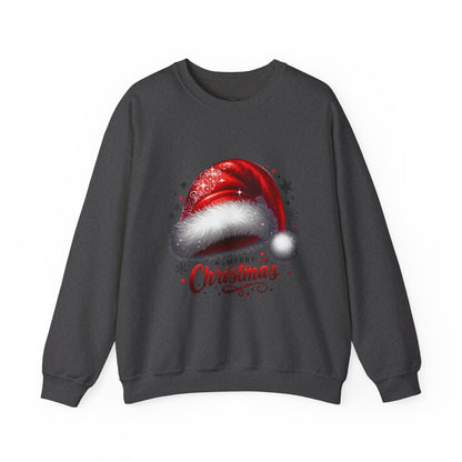 Christmas Sweatshirt - Red Santa Hat "Merry Christmas" Holiday Crewneck