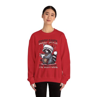 Raccoon Christmas Sweatshirt - "Sorry Santa I've Been Feral" Holiday Crewneck