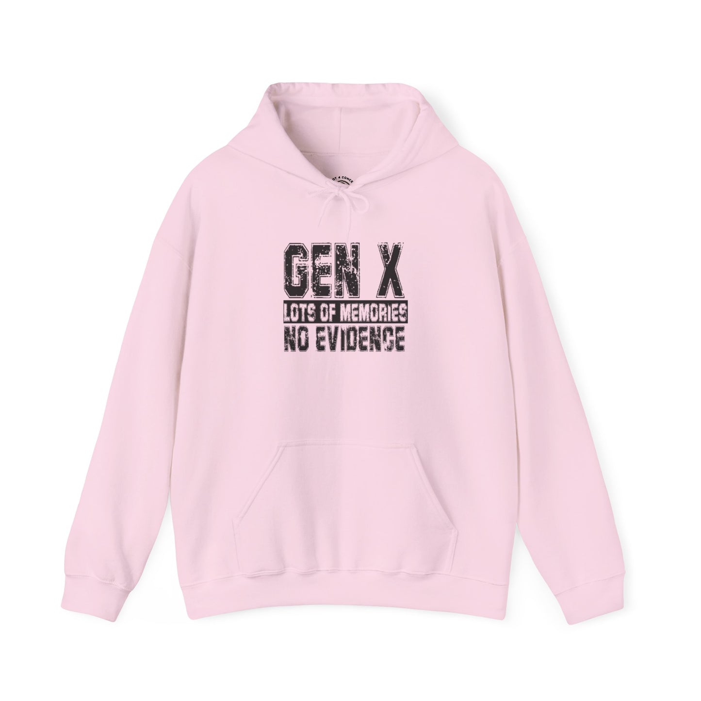 Gen X Hoodie — "Gen X: Lots of Memories, No Evidence" Retro Humor Sweatshirt