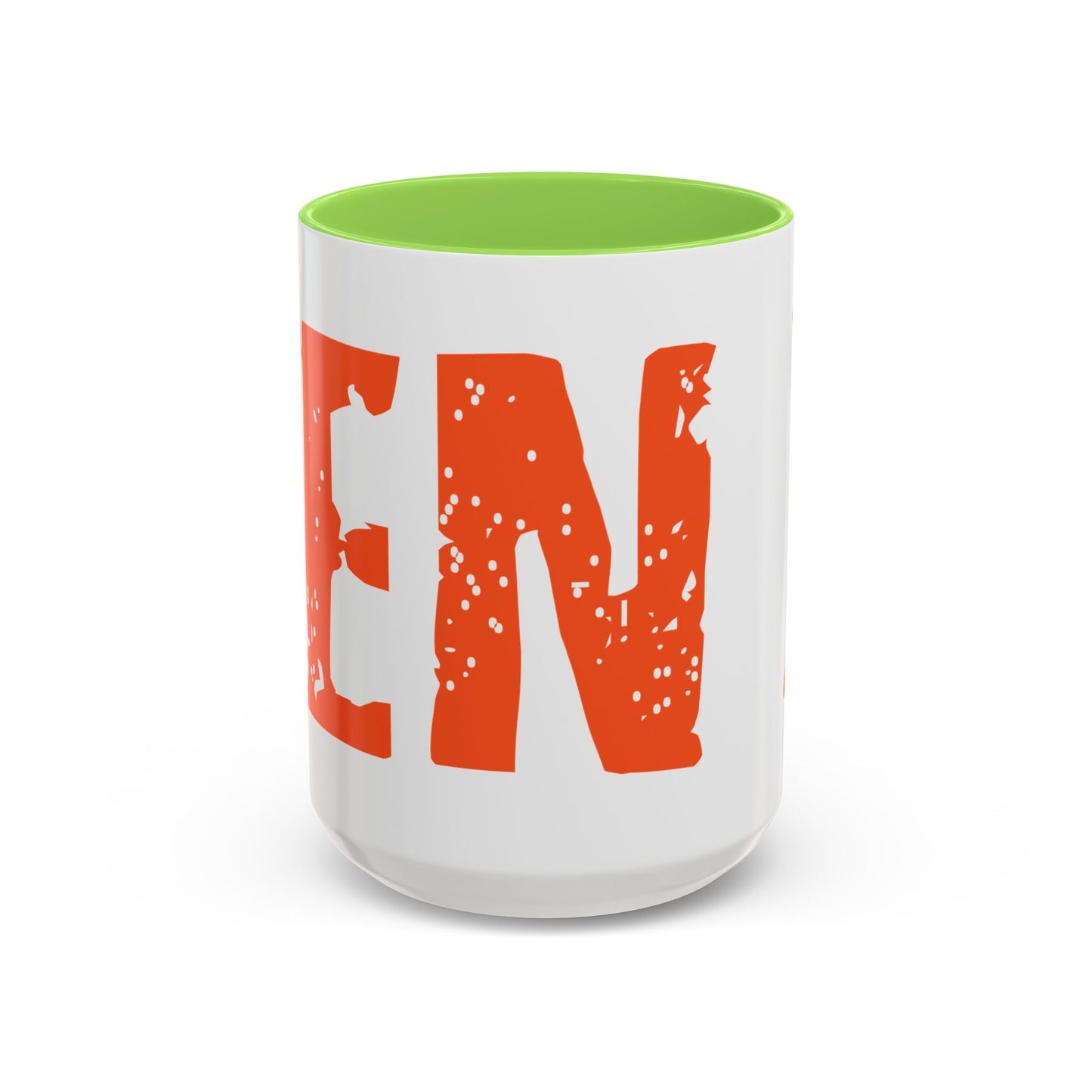 Mug — Bold Distressed Orange Text Coffee Cup (11oz/15oz)