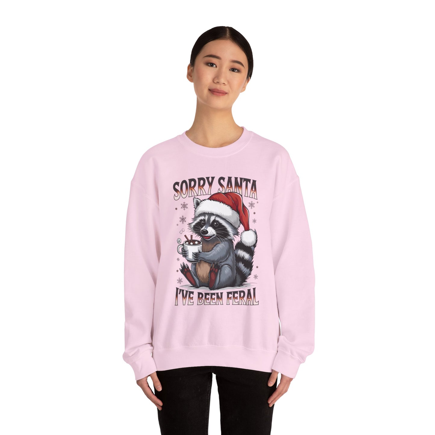 Raccoon Christmas Sweatshirt - "Sorry Santa I've Been Feral" Holiday Crewneck