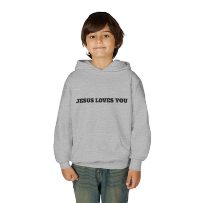 Youth Hoodie — "Jesus Loves You" Christian Scripture Sweatshirt (John 13:34)