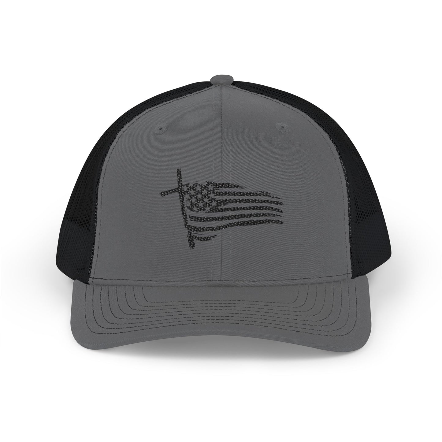 Embroidered Waving American Flag Trucker Cap