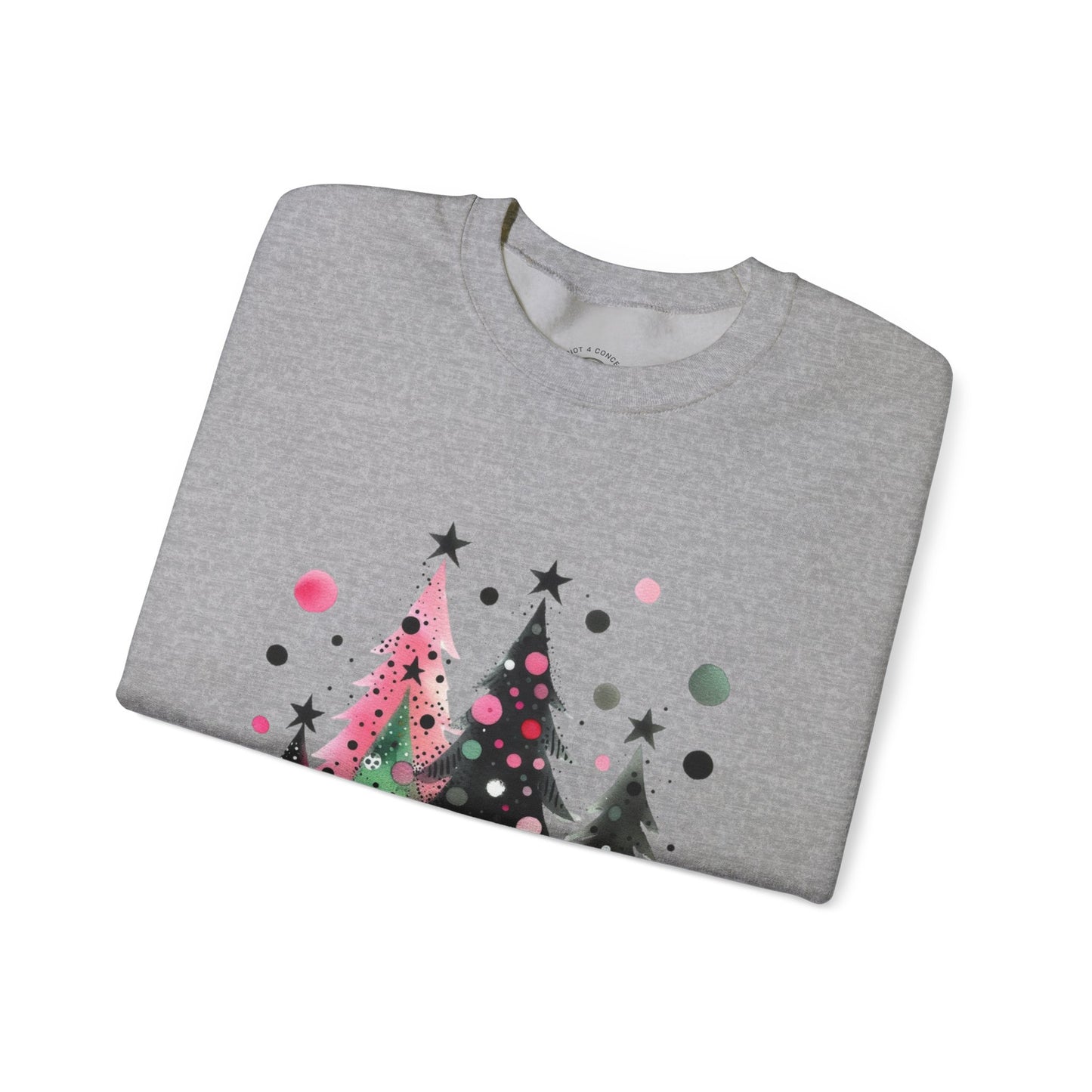 Christmas Tree Crewneck Sweatshirt — Watercolor Holiday Trees Graphic