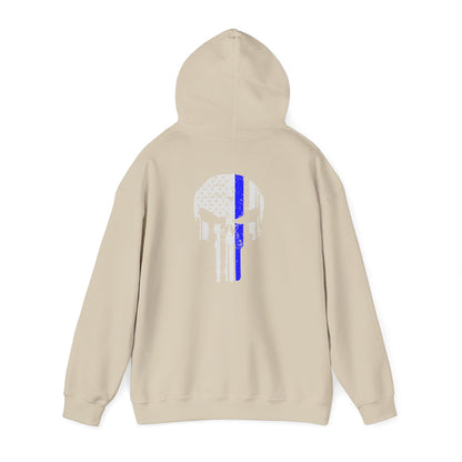 Punisher Skull Hoodie with Thin Blue Line Police Tribute