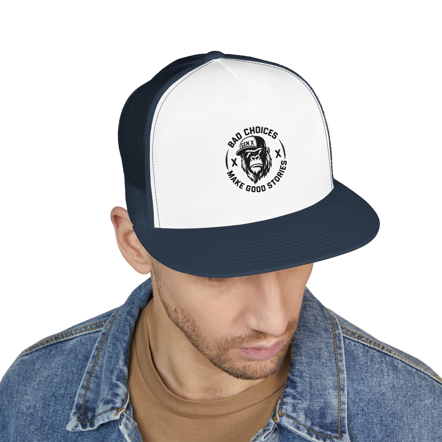 Embroidered 5 Panel Trucker Cap - Stylish Casual Hat for Outdoor Adventures, Perfect Gift for Dad, Summer Vibes, Fashionable Headwear