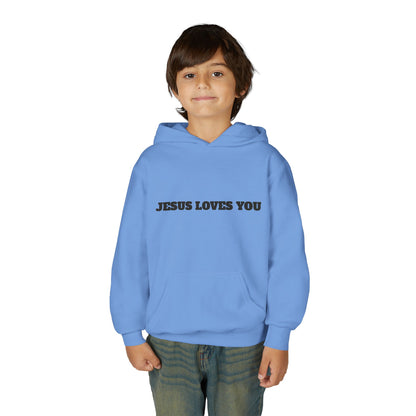 Youth Hoodie — "Jesus Loves You" Christian Scripture Sweatshirt (John 13:34)