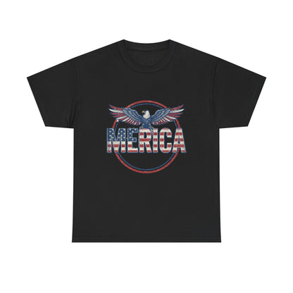 'Merica Eagle T‑Shirt — Vintage American Flag Patriotic Tee for 4th of July