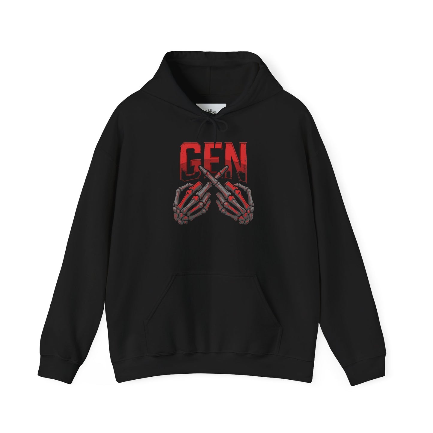 Gen Z Skull Hands Hoodie — 'GEN' Graphic Streetwear Pullover