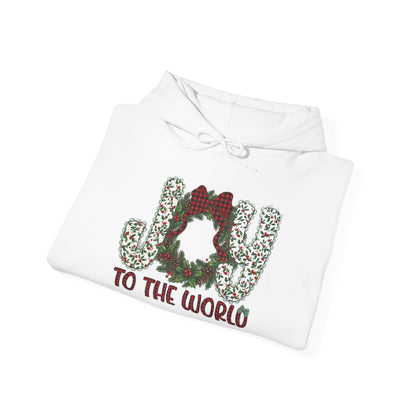 Joy to the World Hoodie — Festive Christmas Wreath Sweatshirt