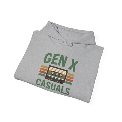 Gen X Casuals Hoodie — Retro Cassette Vintage Sweatshirt for '90s Nostalgia