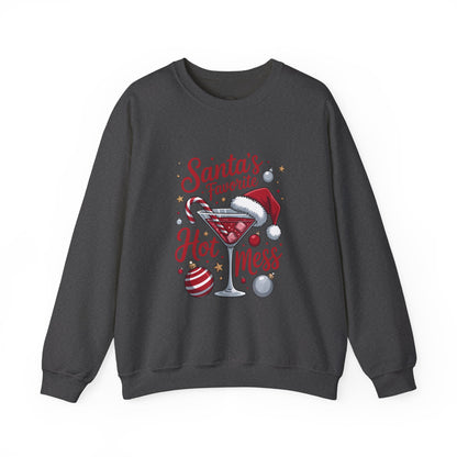 Crewneck Sweatshirt — "Santa's Favorite Hot Mess" Christmas Holiday Sweatshirt