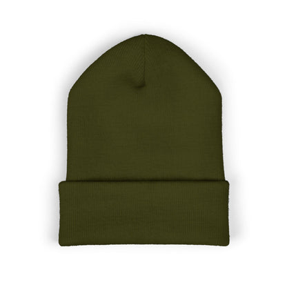 Embroidered Cross Cuffed Beanie — Minimal Faith Knit Hat