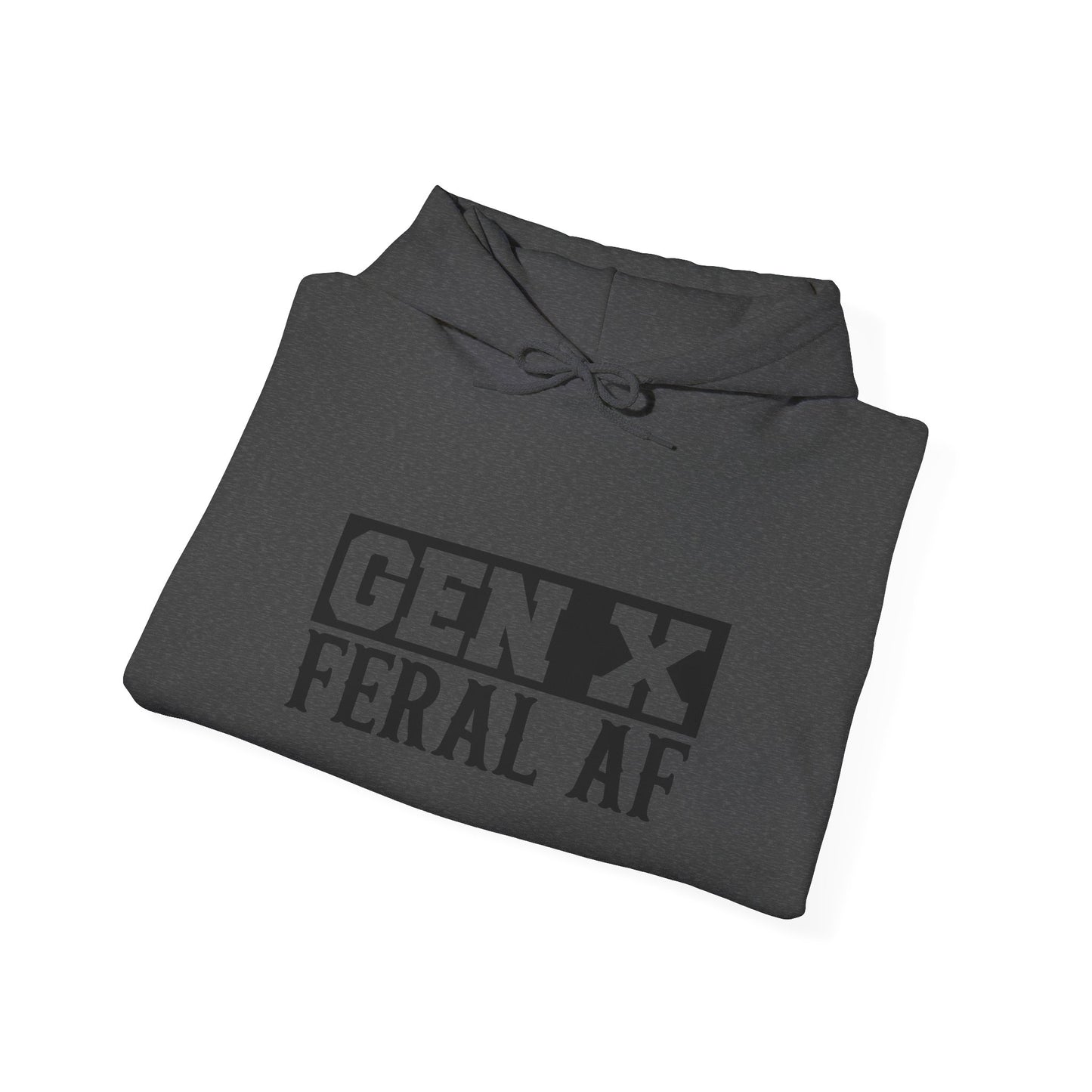 Gen X Feral AF Hoodie — Retro Stencil Graphic Sweatshirt