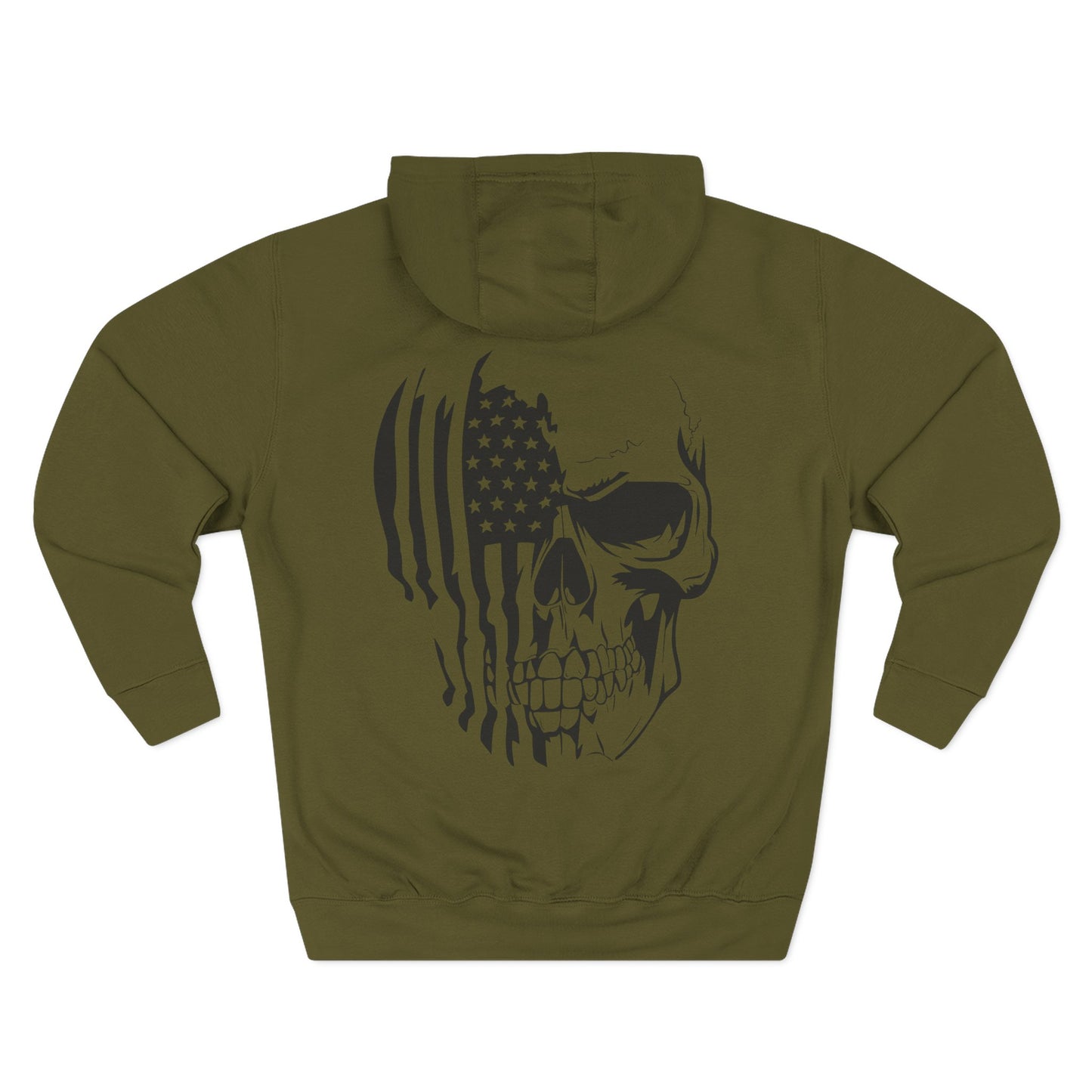 American Flag Skull Hoodie – Patriotic Grunge Fleece Pullover