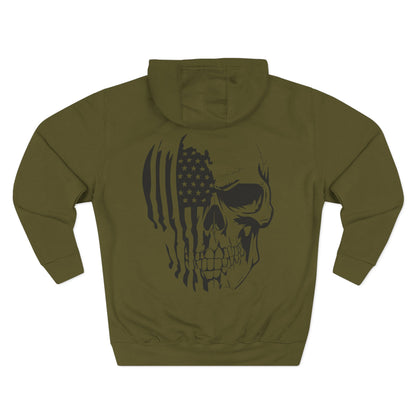 American Flag Skull Hoodie – Patriotic Grunge Fleece Pullover