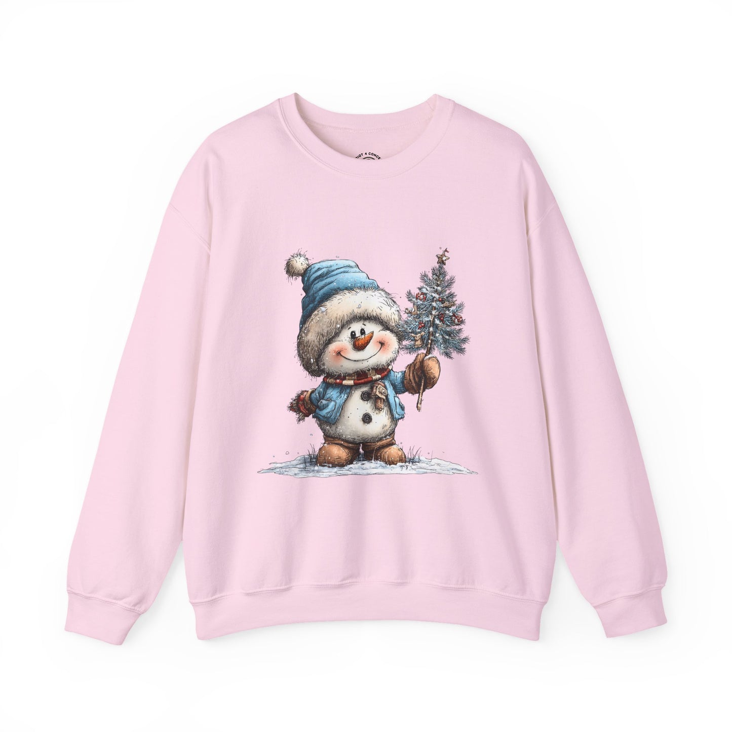 Snowman with Tree Crewneck Sweatshirt — Cute Holiday Kids-Style Winter Pullover