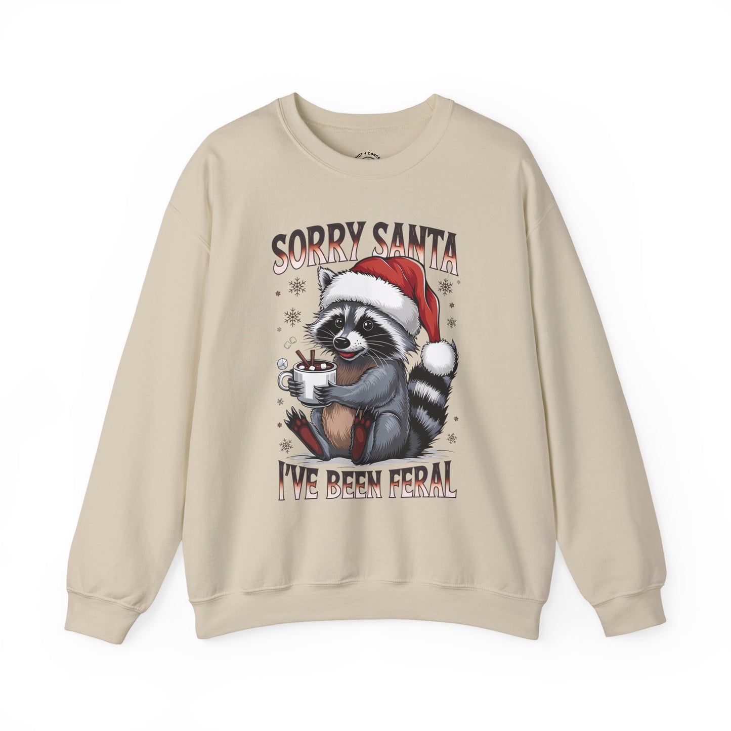 Raccoon Christmas Sweatshirt - "Sorry Santa I've Been Feral" Holiday Crewneck