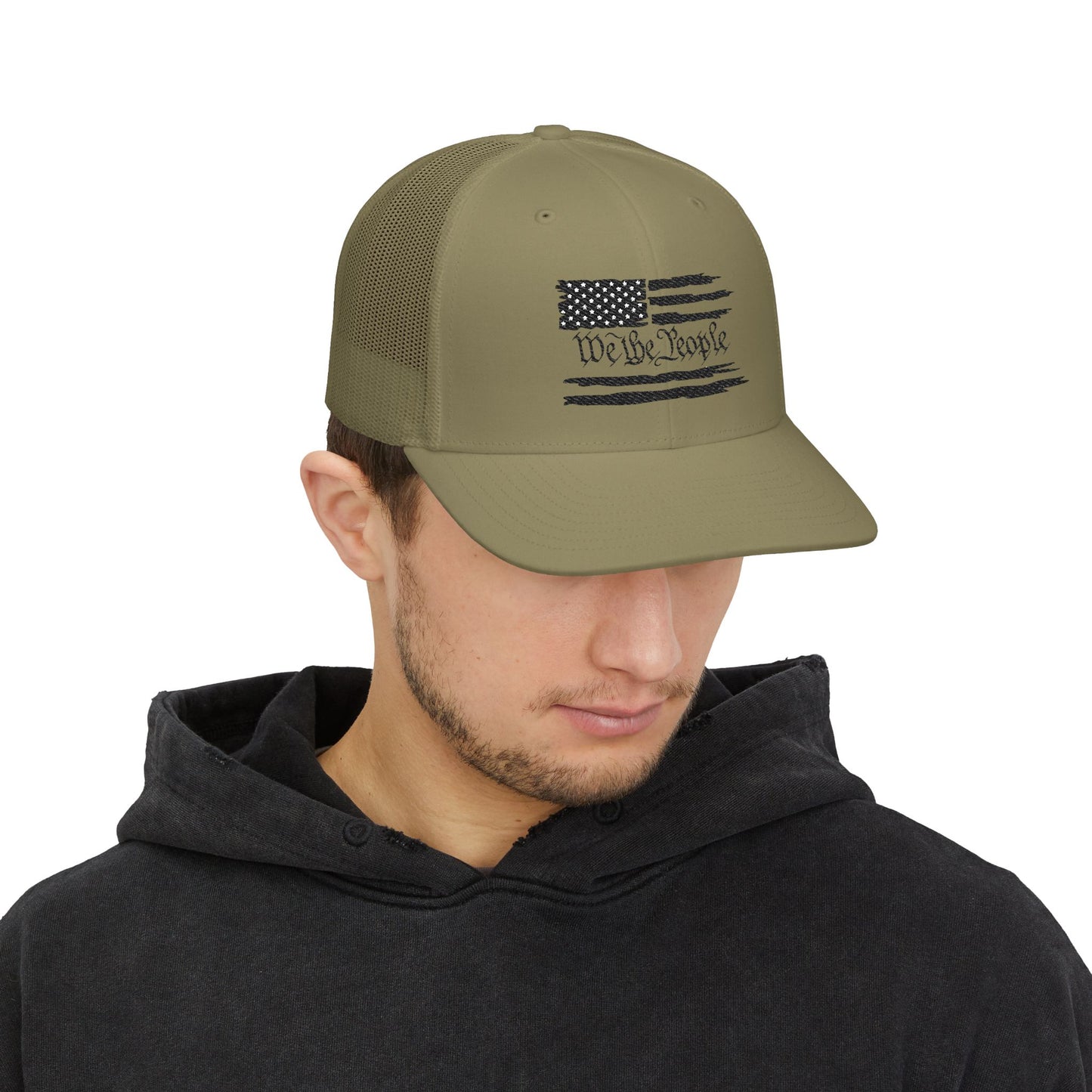 Embroidered "We the People" Flag Snapback Trucker Cap