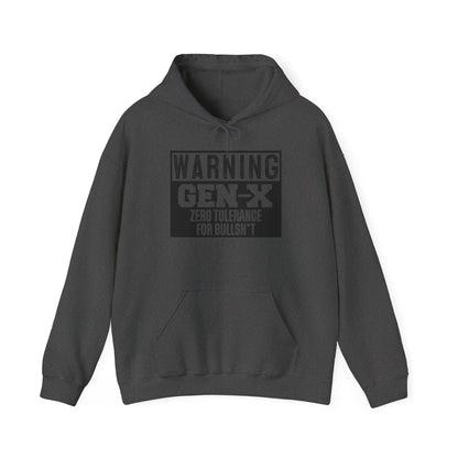 Gen-X Warning Hoodie — "Zero Tolerance for Bullsh*t" Vintage Style Sweatshirt