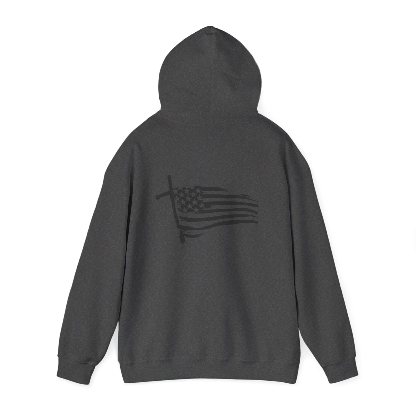 Patriotic Raccoon Hoodie — Black Flag Cross Design