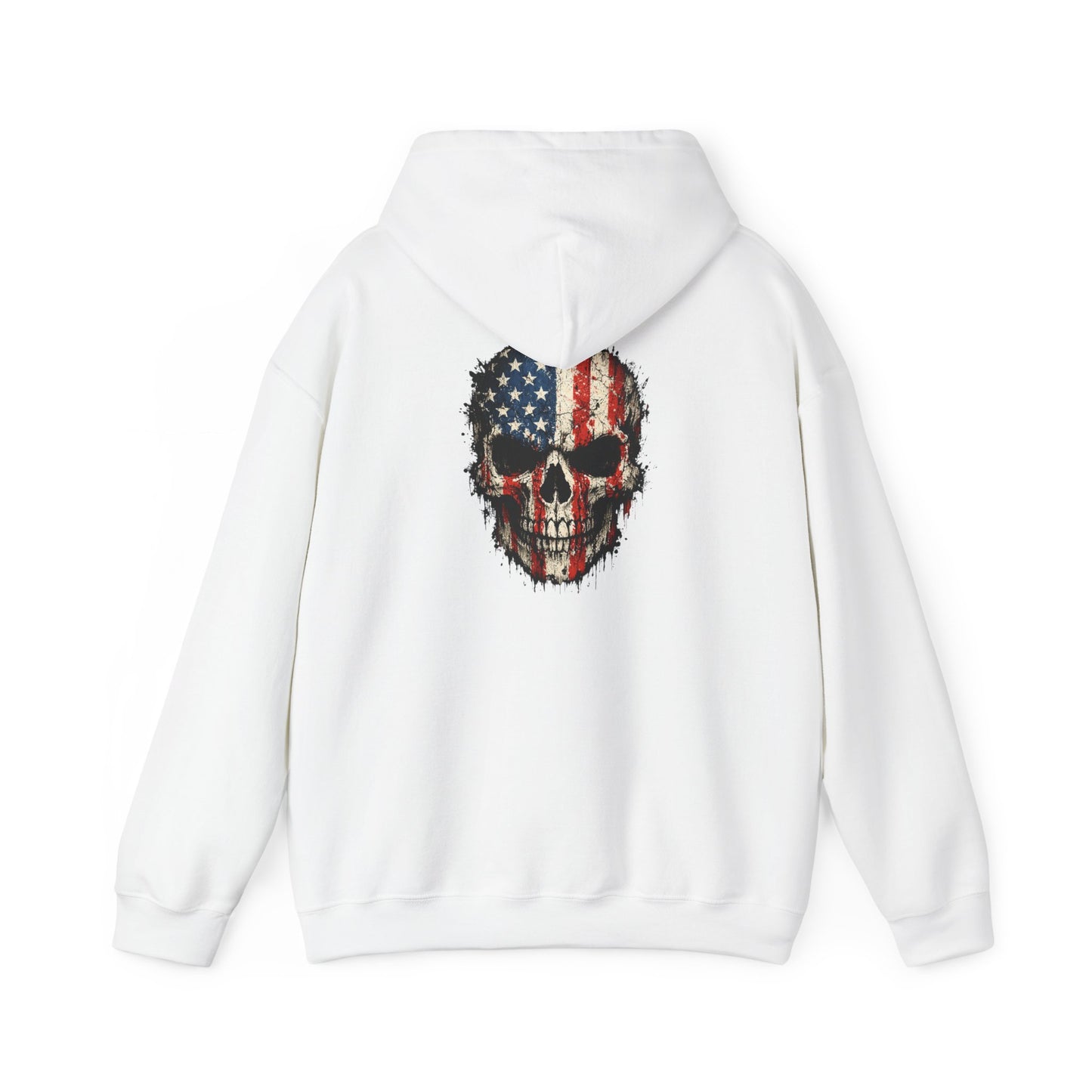 American Flag Skull Hoodie — Patriotic Grunge Pullover