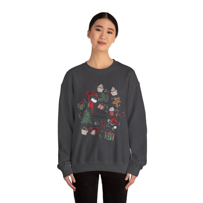 Christmas Cozy Crewneck Sweatshirt — "Merry Christmas" Holiday Icons Design