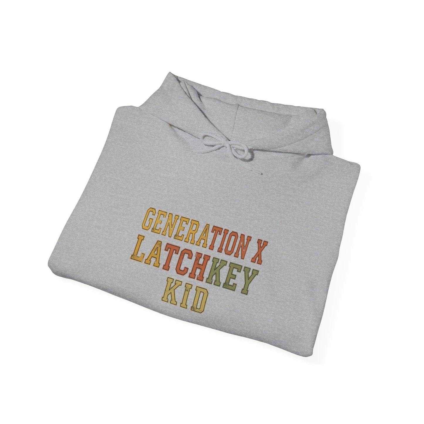 Gen X Latchkey Kid Hoodie — Retro Stencil Graphic Sweatshirt