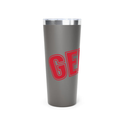 22oz Insulated Tumbler — Bold Red Lettering on Matte Black