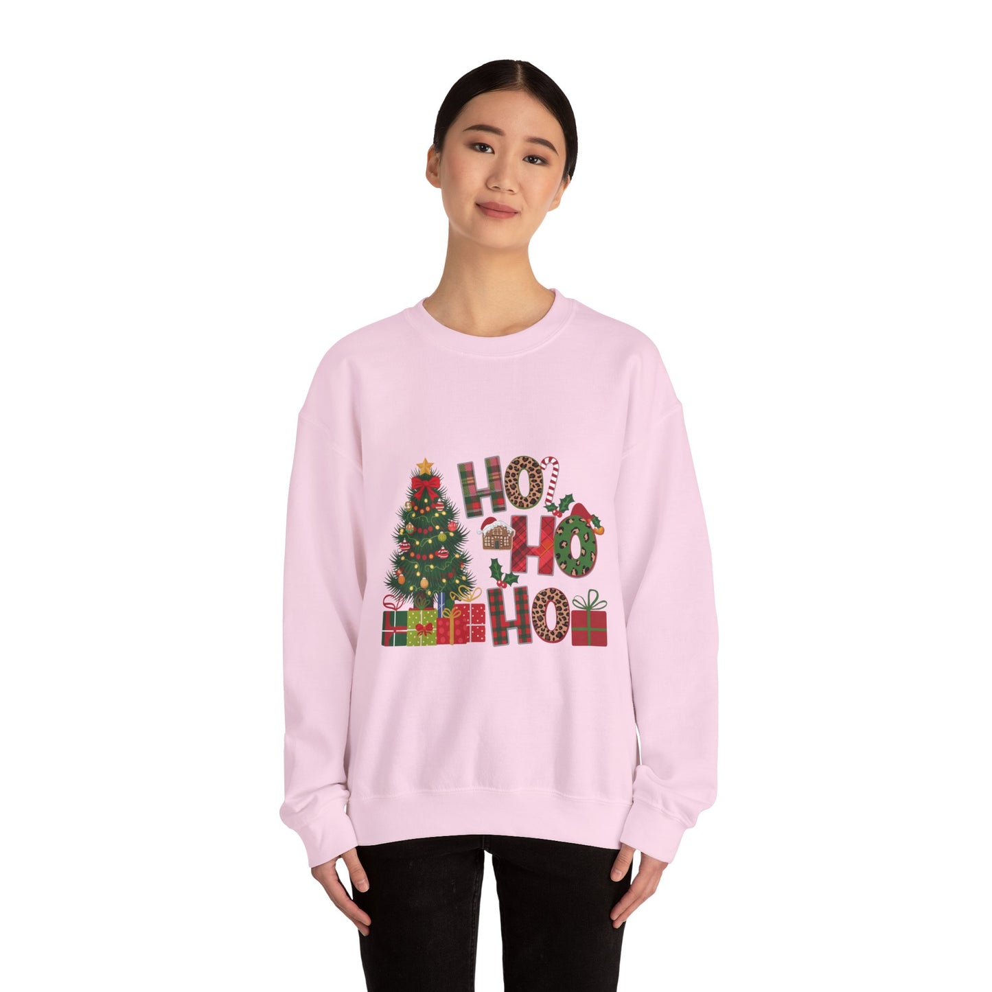 Ho Ho Ho Christmas Sweatshirt – Festive Tree & Gifts Holiday Crewneck