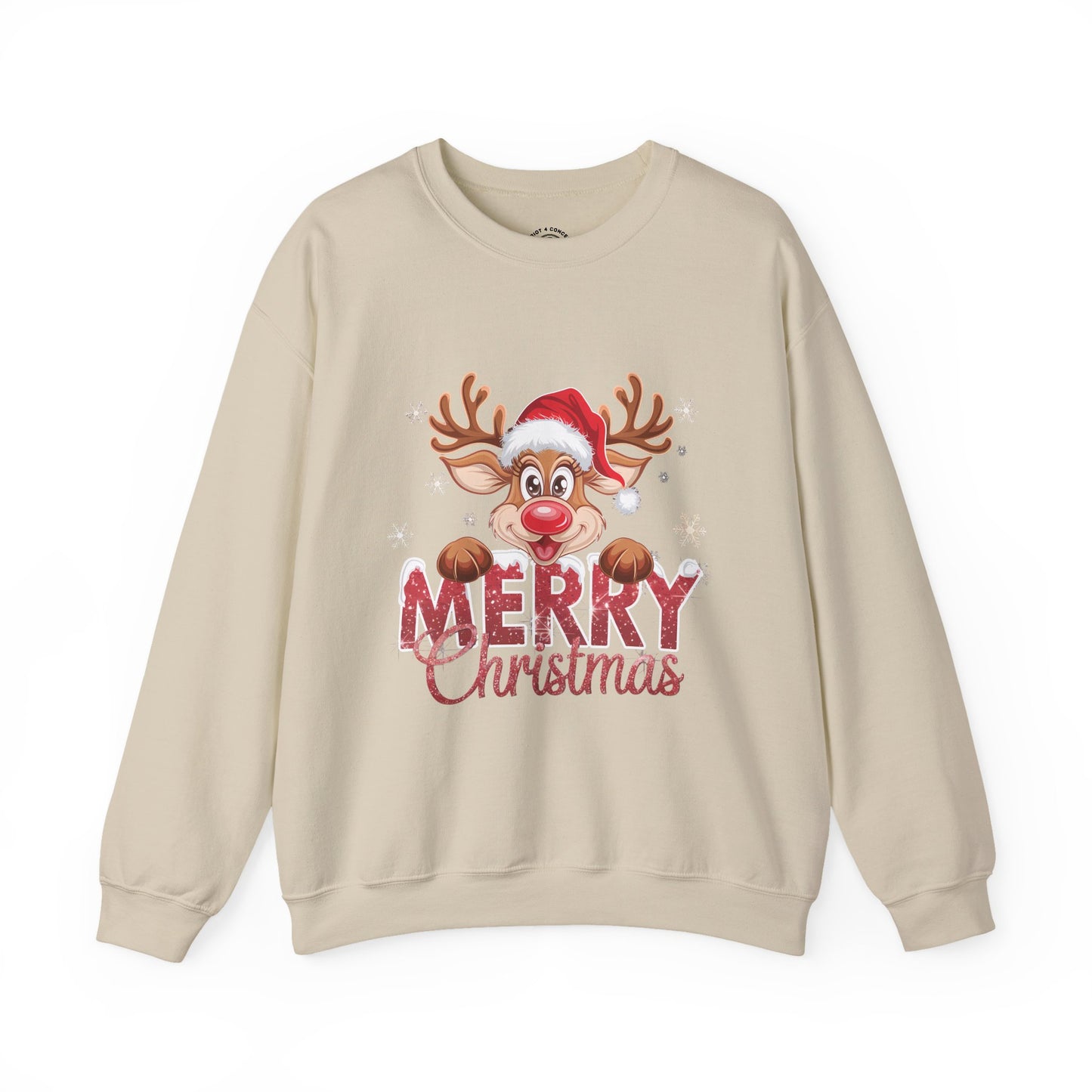 Christmas Reindeer Crewneck Sweatshirt — 'Merry Christmas' Holiday Pullover