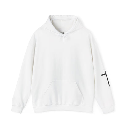 Blessed Cross Hoodie — Christian Faith Pullover with Cross Sleeve Design