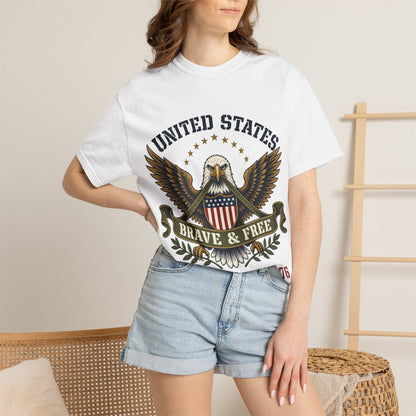 Patriotic Eagle T-Shirt — "United States Brave & Free" 1776
