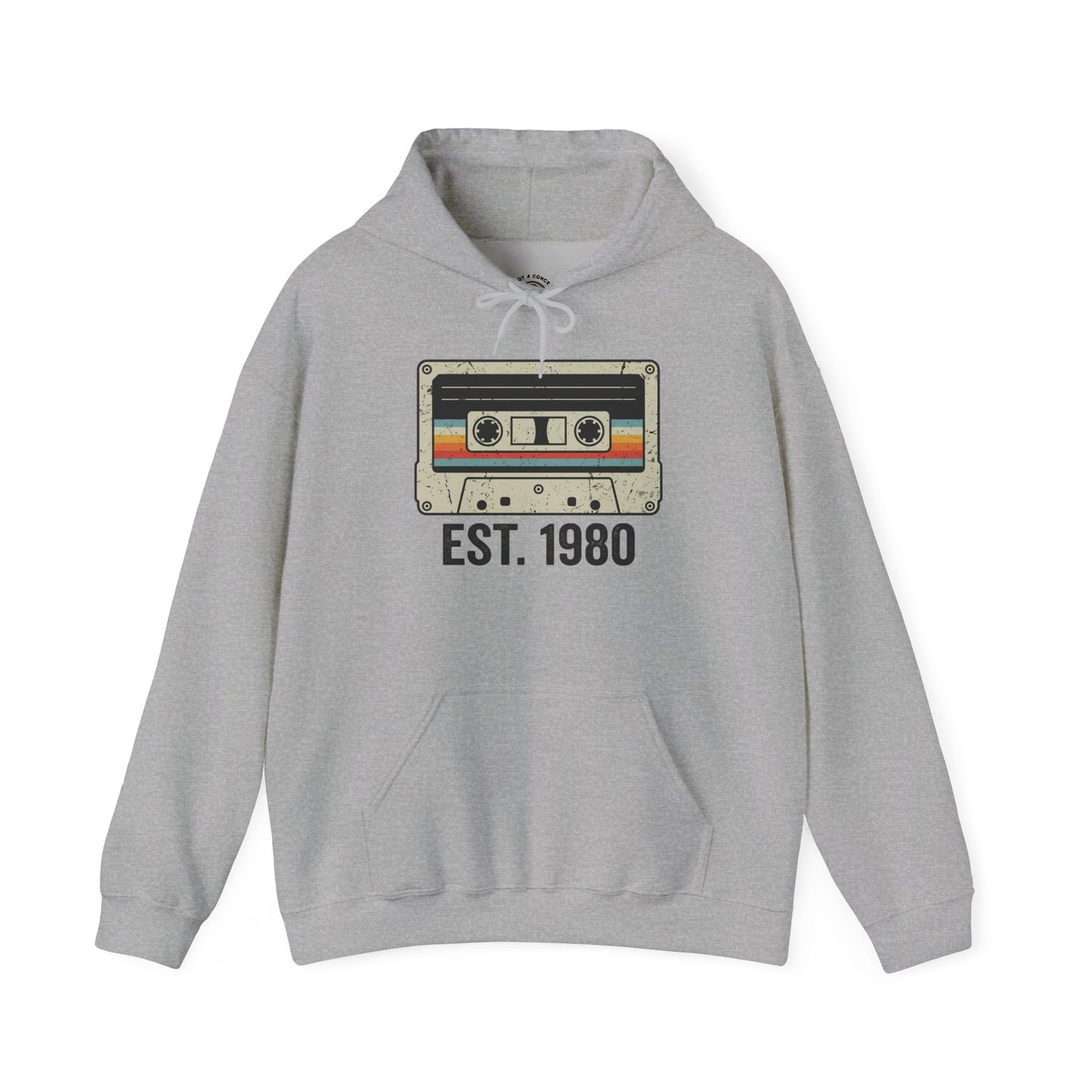 1980 Retro Cassette Hoodie — Est. 1980 Vintage Music Sweatshirt