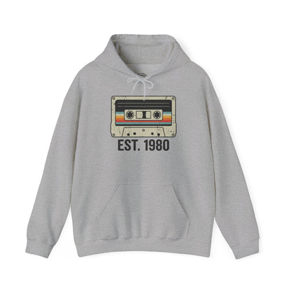 1980 Retro Cassette Hoodie — Est. 1980 Vintage Music Sweatshirt