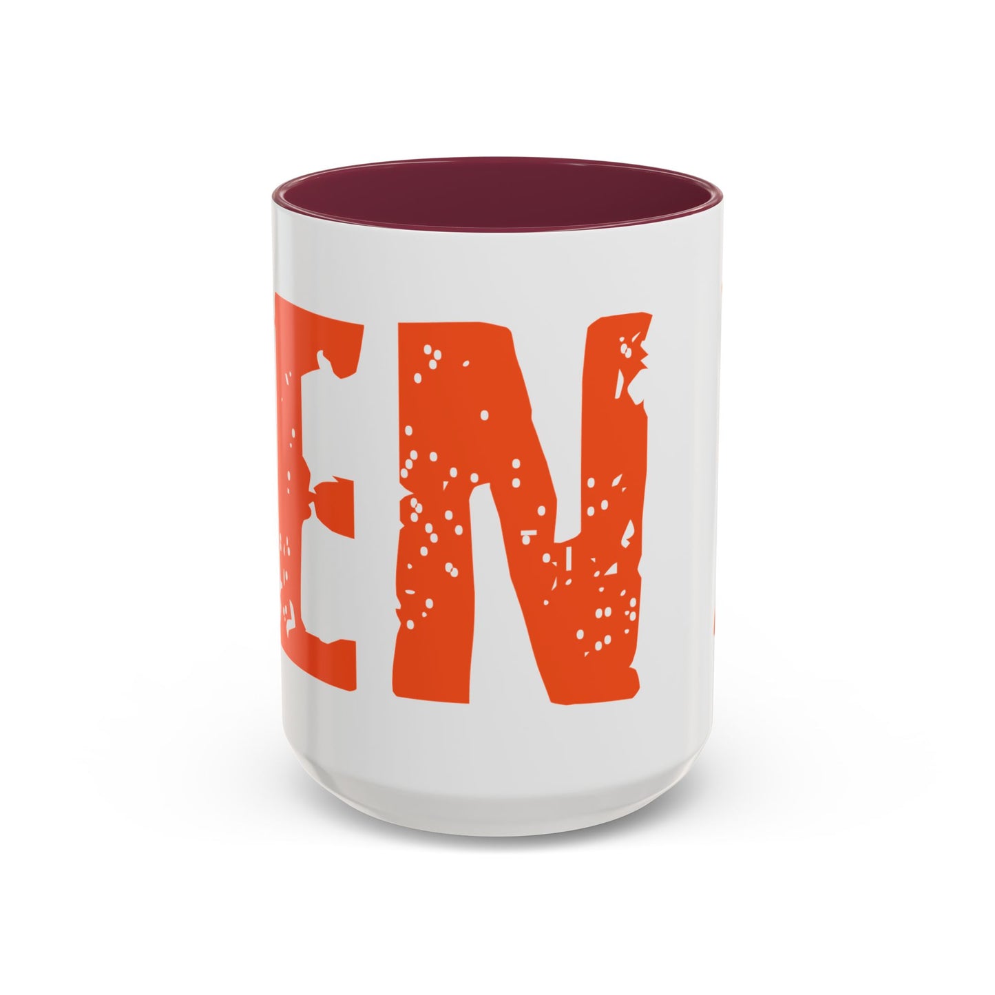 Mug — Bold Distressed Orange Text Coffee Cup (11oz/15oz)