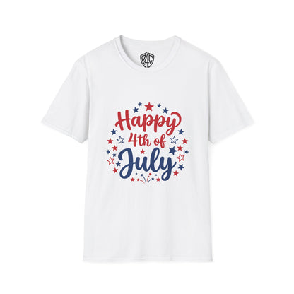 Happy 4th of July T-Shirt — Patriotic Stars & Script Tee