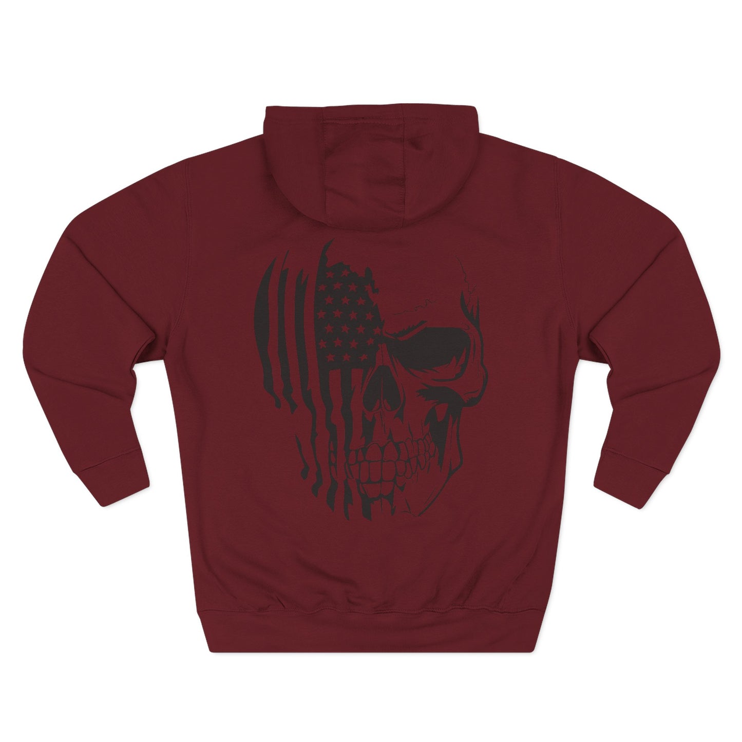 American Flag Skull Hoodie – Patriotic Grunge Fleece Pullover